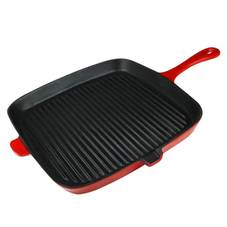 铸铁平底锅30cm方形条纹煎盘牛排煎锅不粘锅无涂层锅