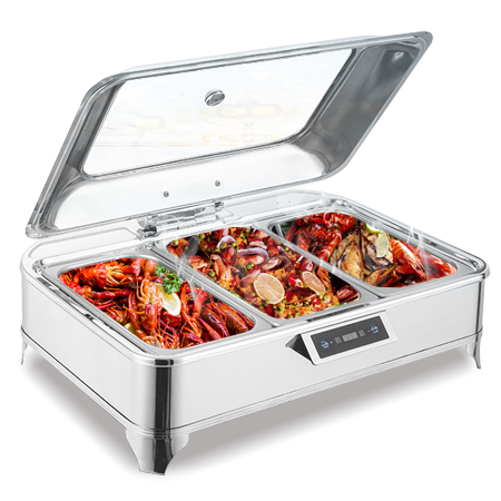 好博长方形豪华感应自助餐炉 一体电热304不锈钢早餐布菲炉
